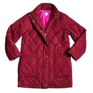 J. Crew Factory Women’s Collared Red Quilted Long Length City Puffer Coat Sz XS